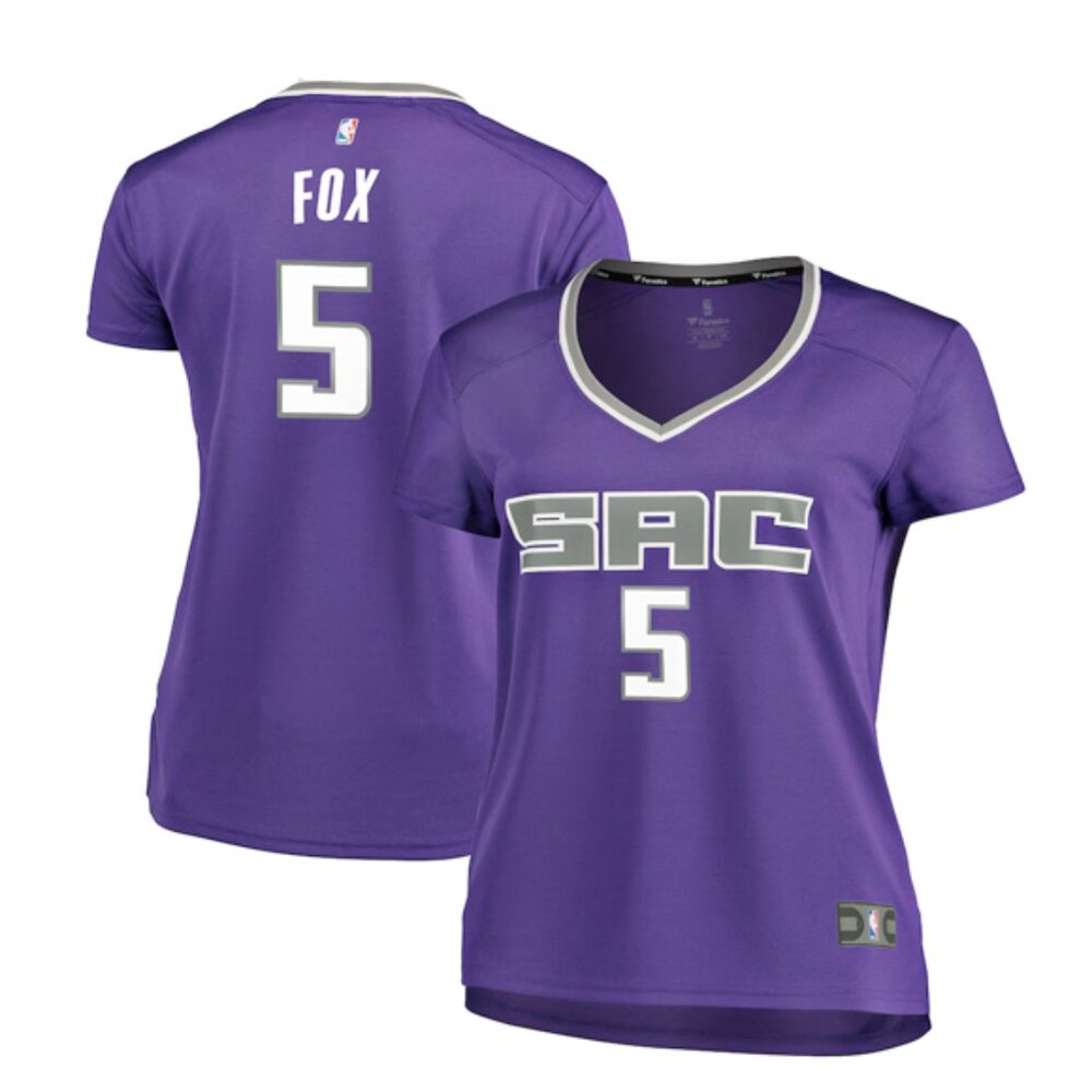 sacramento kings fanatics De'Aaron Fox number 5 purple fast break replica jersey